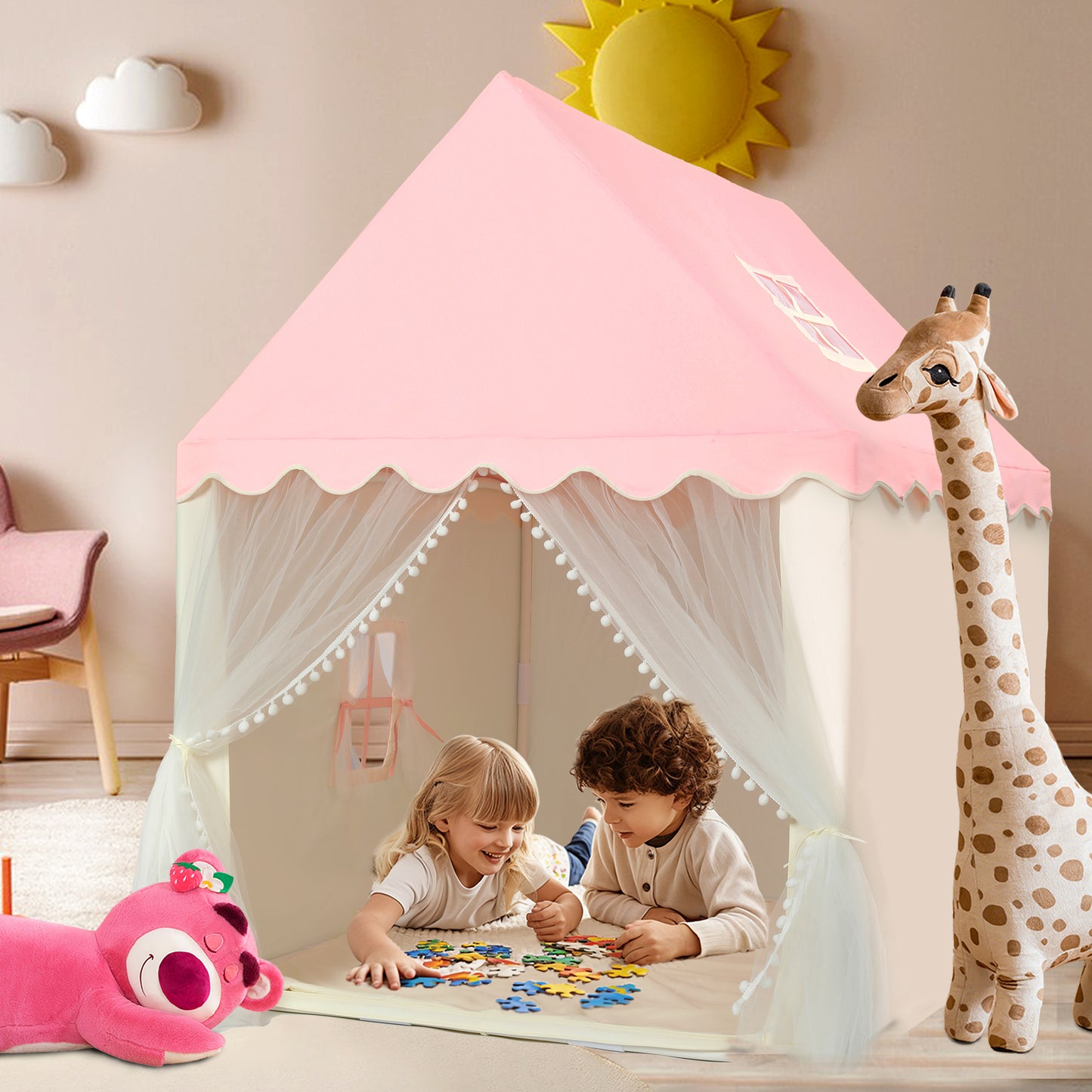 Wisairt Kids Tent, Kids Play Tent with Mat, Windows