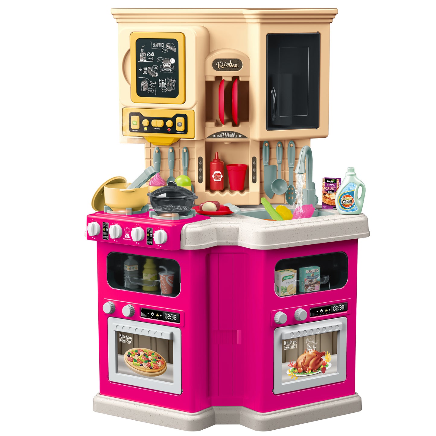 Wisairt Play Kitchen Set, 2.6FT Tall Kids Play Kitchen