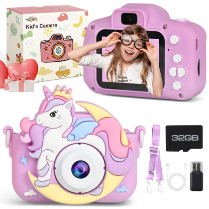 Wisairt Kids Camera, Toddler Camera Toy with Card Reader 32GB SD Card 1080P, Kids Gift for 3-12